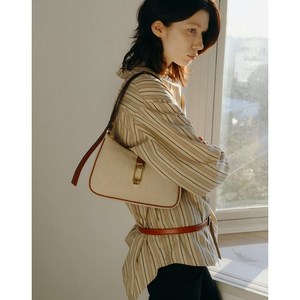 닥스 여성용 D락 장식 가죽 숄더 겸 크로스백 아이보리 캔버스 DCBA6E973IV