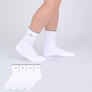 뉴발란스 남성용 탑포인트 자수로고 쿠션 중목 양말 4켤레