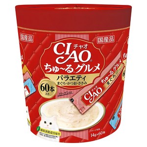 챠오츄르 고양이 구루메 버라이어티 간식 60p, 혼합맛(참치/가다랑..., 840g, 1개