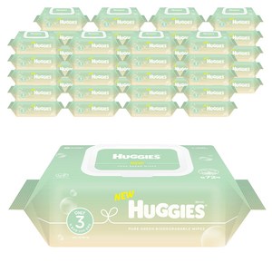 하기스 퓨어 그린 물티슈 캡형, 55g, 72매, 60개