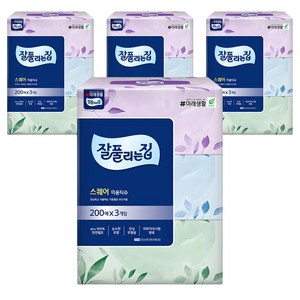 잘풀리는집 스퀘어 천연펄프 미용티슈 2겹, 200매, 12개