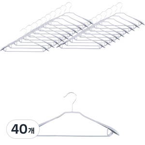 살림의기술 미끄럼방지 코팅 정장 옷걸이, 화이트, 40개