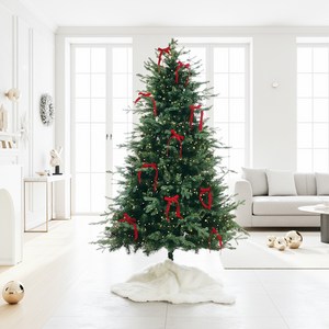 크리스마스 오너먼트 와이어 고리 포함 양면 벨벳 리본 테이프 장식