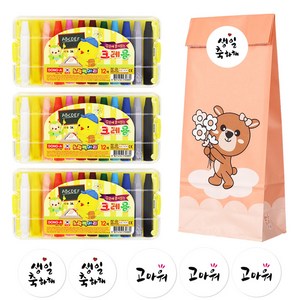 동아 노랑병아리 크레용 3p + 종이봉투 3p + 스티커 6p 세트