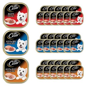시저 1세 이상 강아지 버라이어티팩 3종 주식캔, 소, 1.8kg, 2세트