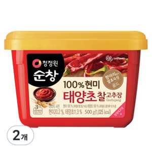 청정원순창 100% 현미 태양초 찰고추장, 500g, 2개