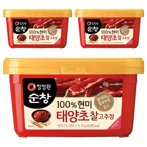 청정원순창 100% 현미 태양초 찰고추장, 2kg, 3개