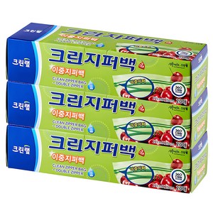 크린랩 이중 지퍼백, 중(M), 20개입, 3개