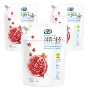 참그린 석류식초 설거지 주방세제 리필, 1.7L, 3개