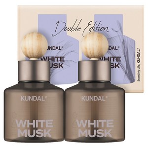 쿤달 퍼퓸 차량용 방향제 75ml 2개 + 우드볼 스틱 2개 세트, 화이트머스크향, 1세트