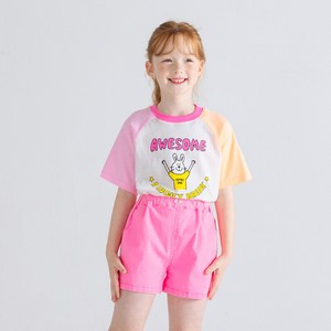 아이러브제이 아동용 통기성 O 만세토끼 배색 반팔 티셔츠 PUUTO18