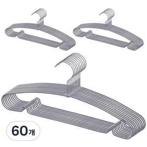 코멧 코팅 논슬립 옷걸이, 그레이, 60개
