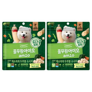 풀무원아미오 강아지 채소 쏙쏙 두부봉 소시지 간식 12p, 두부맛, 204g, 2개