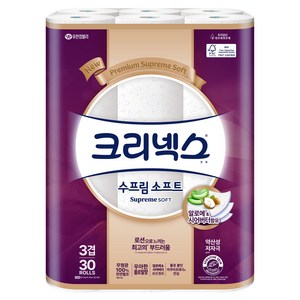 크리넥스 수프림 소프트 천연펄프 3겹 화장지, 30m, 30개입, 1개
