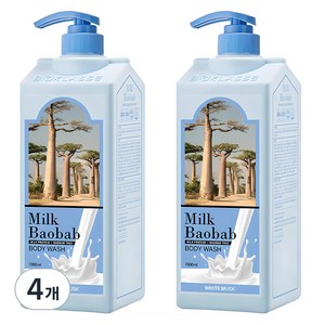 밀크바오밥 바디워시 화이트머스크향, 1000ml, 4개