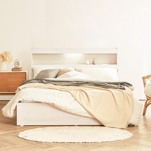 동서가구 이즈 카이 LED 1단 3서랍 수납침대 프레임 + 본넬 양면 매트리스 세트 방문설치