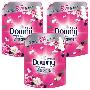 다우니 7일 지속 탈취파워 초고농축 섬유유연제 목련과베리 리필, 2.6L, 3개