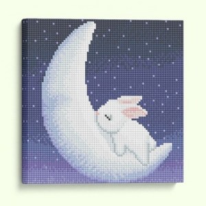 아트조이 DIY 보석십자수 세트 캔버스형 25 x 25 cm, 토끼와 달, 1세트