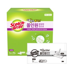 스카치브라이트 3M 올인원 더블액션 물걸레 청소포 플러스 70매, 표준형(28 x 2..., 1개