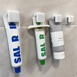 브로픽 무타공 클립형 치약걸이 4p + 치약클립 1p, 화이트, 1세트