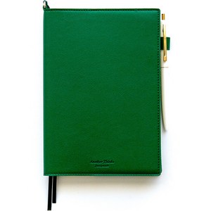 퍼니메이드 오브제 가죽 만년 다이어리 + 볼펜 세트, 포레스트그린, 140 x 195 ..., 1세트