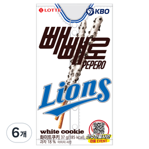 빼빼로 화이트쿠키 KBO 삼성 라이온즈, 37g, 6개