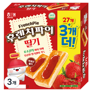 해태제과 후렌치파이 딸기, 384g, 3개