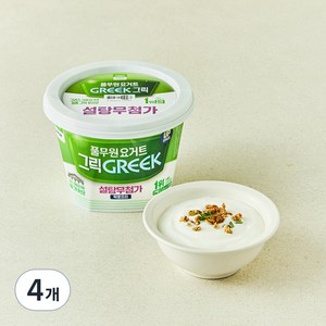 풀무원다논 그릭 설탕무첨가 플레인 요거트, 400g, 4개