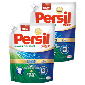 퍼실 파워젤 딥클린 플러스 드럼용 액상세제 리필, 1.5L, 2개