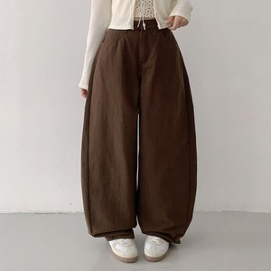 플랜데이 여성용 숏/미디움/롱 기장 로니 와이드 벌룬핏 팬츠