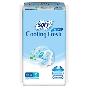 쏘피 쿨링 프레쉬 생리대 날개형, 중형, 32개입, 1개