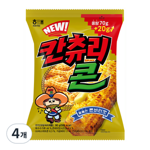 해태제과 칸츄리콘 콘버터맛, 90g, 4개