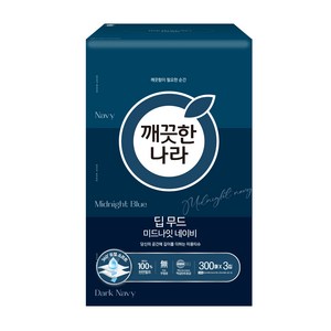 깨끗한나라 딥무드 미드나잇 네이비 천연펄프 미용티슈 2겹, 1개, 300매