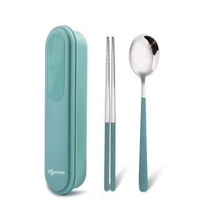 마이민 무소음 스텐 수저세트, 그린, 숟가락 + 젓가락 ..., 1개