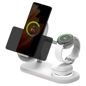 바우아토 맥브리즈 3in1 듀얼 코일 고속 무선충전기 거치대 갤럭시 호환 퓨어화이트 1개