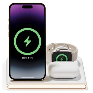 무아스 23W 플립스퀘어 3in1 고속 무선충전 무드등 거치대