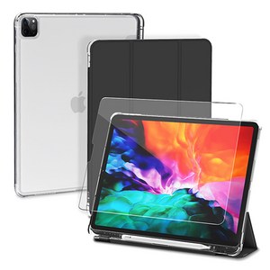 신지모루 애플펜슬 수납 아이패드 클리어 케이스 + 강화유리 2P