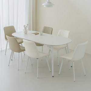 퍼리든 도프트 타원 세라믹 식탁 + 의자 세트 6인용 1800 방문설치