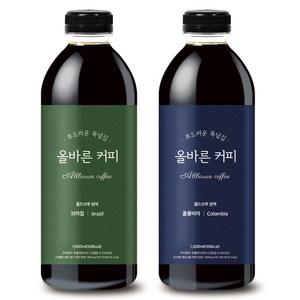 올바른커피 콜드브루 원액 더치커피 브라질 + 콜롬비아, 1L, 2개입, 1개