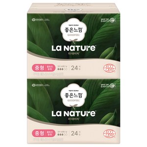라네이처 좋은느낌 울트라슬림 생리대 날개형, 중형, 24개입, 2개