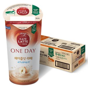 마이카페라떼 원데이 로어슈거 헤이즐넛라떼, 210ml, 10개