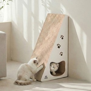 레토 고양이 숨숨집 하우스형 수직 스크래처 80cm, 화이트, 대형(450 x 3..., 1개