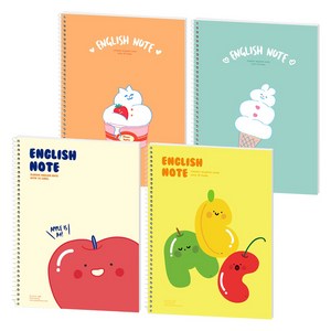 포포팬시 맬렁이 영어노트, 혼합색상, 4개