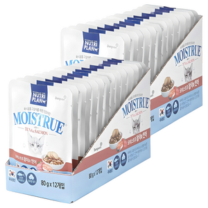 동원뉴트리플랜 모이스트루 참치와 연어 고양이 습식 파우치, 혼합맛(참치/연어), 80g, 24개