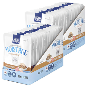 동원뉴트리플랜 모이스트루 고양이 파우치, 혼합맛(참치/닭고기..., 80g, 24개