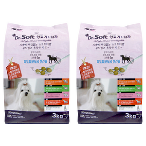 더독 전연령 강아지 닥터소프트 기능성 사료, 양고기, 3kg, 2개