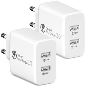 서가 36W 퀵차지 QC3.0 2포트 멀티 18W+18W 동시 USB 고속 충전기, 화이트, 2개