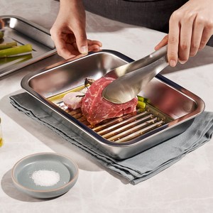 바겐슈타이거 연마제 없는 웨이브 오븐 스텐 사각트레이, 대(355 x 26..., 밧드 + 트레이, 1세트