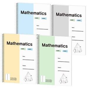 포포팬시 반반 2분할 수학 연습장, 혼합색상, 4개입