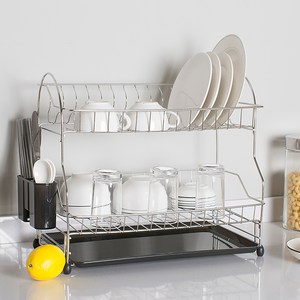 코멧 키친 스테인레스 식기건조대 2단, 42.5 x 26...., 블랙